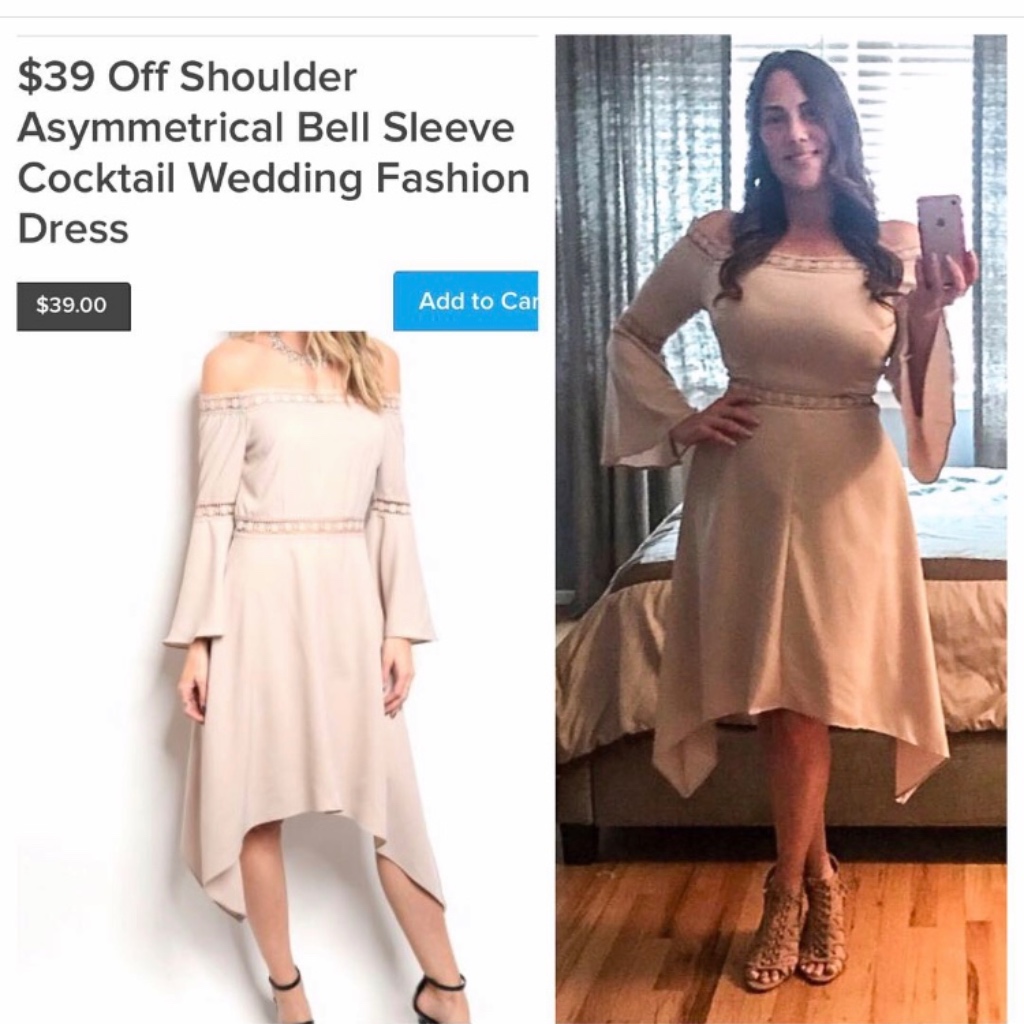 Nwt Retro Vibe Off Shoulder Asymmetrical Bell Sleeve Dress